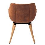 Chaise à accoudoirs Lamppi microfibre / Chêne massif - Microfibre Colby:  Cognac vintage - 1 chaise