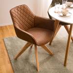 Chaise à accoudoirs Pori II Imitation cuir / Chêne massif - Marron - 1 chaise
