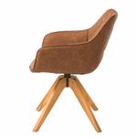 Sedia con braccioli Pori II Similpelle / Legno massello di quercia - Marrone - 1 sedia