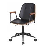 Chaise de bureau pivotante Ganalu II Imitation cuir - Noir / Noyer