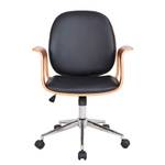 Chaise de bureau pivotante Kinnula Imitation cuir - Noir / Noyer