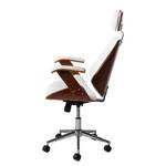Chaise de bureau pivotante Viiki Imitation cuir / Acier inoxydable - Blanc / Noyer