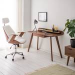 Chaise de bureau pivotante Viiki Imitation cuir / Acier inoxydable - Blanc / Noyer