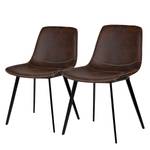 Chaises Teini (lot de 2) microfibre / Acier - Microfibre Colby: Marron foncé vintage