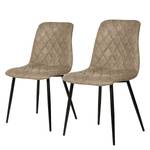 Gestoffeerde stoel Tervo Microfiber/staal - Microvezel Colby: Vintage cappuccino - 2-delige set