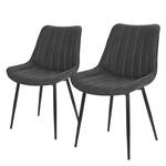 Chaises capitonnées Vinni (lot de 2) Imitation cuir / Métal - Gris foncé / Noir - Gris foncé - Lot de 2