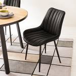 Gestoffeerde stoel Vinni (set van 2) kunstleer/metaal - donkergrijs/zwart - Donkergrijs - 2-delige set