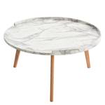Table basse Barcelos Partiellement en chêne massif - Imitation marbre gris / Chêne