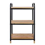 Étagère Loft Acier inoxydable / Bambou massif - Noir / Bambou - Hauteur : 69 cm