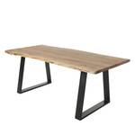 Table Haggi Acacia massif / Acier - Acacia / Noir - 200 x 95 cm