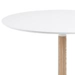 Table Maud I Partiellement en frêne massif / Acier - Frêne / Blanc - Diamètre : 110 cm