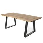 Table Haggi Acacia massif / Acier - Acacia / Noir - 160 x 90 cm