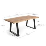 Table Haggi Acacia massif / Acier - Acacia / Noir - 160 x 90 cm