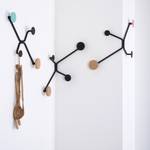 Wandgarderobe Hook III staal/massief eikenhout - Roze