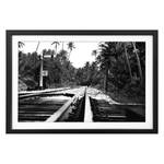 Tableau déco Jungle Train Tilleul massif - Noir / Blanc
