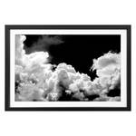 Tableau déco Black Clouds Tilleul massif - Noir / Blanc