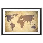 Tableau déco Worldmap Grunge Tilleul massif - Multicolore