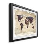 Tableau déco Old Worldmap 3 Tilleul massif - Multicolore