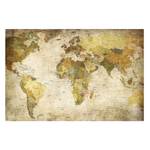 Bild Weltkarte Leinwand /  Massivholz Fichte - Mehrfarbig - 90 x 60 cm
