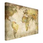 Afbeelding Wereldkaart canvas/massief sparrenhout - meerdere kleuren - 120 x 80 cm
