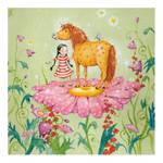 Tableau déco poney magique Toile / Épicéa massif - Multicolore - 40 x 40 cm