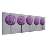 Bild Kugel-Blüten Leinwand /  Massivholz Fichte - Mehrfarbig - 120 x 40 cm