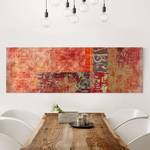 Bild Schriftmuster Leinwand /  Massivholz Fichte - Mehrfarbig - 120 x 40 cm