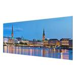 Tableau déco Hamburg Skyline Verre de sécurité ESG - Multicolore - 125 x 50 cm