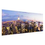 Bild New York Skyline bei Nacht ESG Sicherheitsglas - Mehrfarbig - 80 x 30 cm