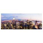 Bild New York Skyline bei Nacht ESG Sicherheitsglas - Mehrfarbig - 100 x 40 cm