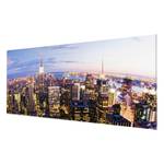 Bild New York Skyline bei Nacht ESG Sicherheitsglas - Mehrfarbig - 100 x 40 cm