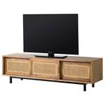 Houten tv-meubel VINA massief mangohout/Weens vlechtwerk - mangohout/beige