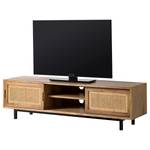 Meuble TV en bois massif VINA Manguier massif / Cannage - Manguier / Beige