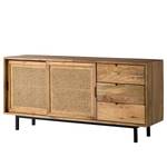 Houten dressoir VINA massief mangohout/Weens vlechtwerk - mangohout/beige