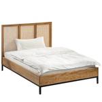 Bedframe Vina massief mangohout/rotan - mangohout/zwart - 140 x 200cm