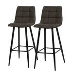 Chaises de bar Donnell (lot de 2) Microfibre/ Acier - Noir mat - Anthracite