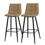 Chaises de bar Donnell (lot de 2) Microfibre/ Acier - Noir mat - Cognac