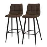 Chaises de bar Donnell (lot de 2) Microfibre/ Acier - Noir mat - Marron