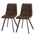 Chaise capitonnée Donnell Microfibre/ Acier - Noir mat - Marron - Lot de 2