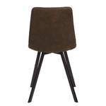Gestoffeerde stoel Donnell microvezel/staal - zwart - Bruin - Set van 2