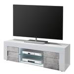 Tv-meubel Easy Hoogglans wit/Concrete look - Breedte: 138 cm