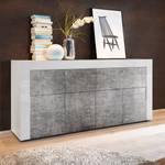 Sideboard Easy III Hochglanz Weiß / Beton Dekor