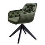 Chaise Tibas rotatif - Velours / Acier - Noir - Vert olive