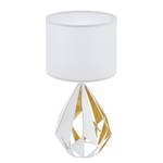 Lampe Carlton II Tissu / Acier - 1 ampoule - Blanc / Doré