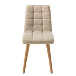 Chaise capitonnée Doskie II Lin / Chêne massif - Beige - Lot de 2