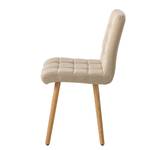 Chaise capitonnée Doskie II Lin / Chêne massif - Beige - Lot de 2