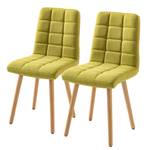 Sedia imbottita Doskie II Lino/Rovere Massello - Verde lime - Set da 2