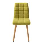 Chaise capitonnée Doskie II Lin / Chêne massif - Citron vert - Lot de 2