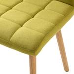 Chaise capitonnée Doskie II Lin / Chêne massif - Citron vert - Lot de 2