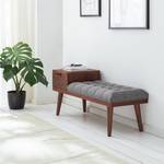 Banc d’entrée Kollund Placage en bois véritable / Tissu - Noyer / Gris